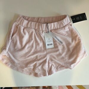 NA-KD X Lovisa Wallin towelling shorts in lt pink, terry cloth, pockets NWT L
